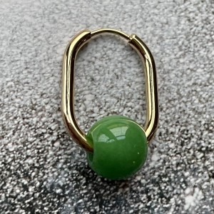 Kolczyk Oval z kulką Green