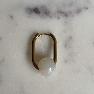 Kolczyk Oval z kulką Light Beige